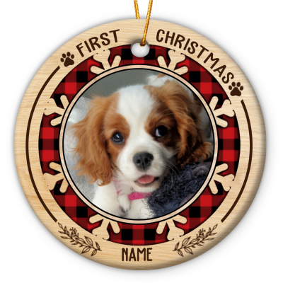 dog's 1st christmas photo ceramic ornament personalized new puppy 1st xmas gift first christmas puppy ornament