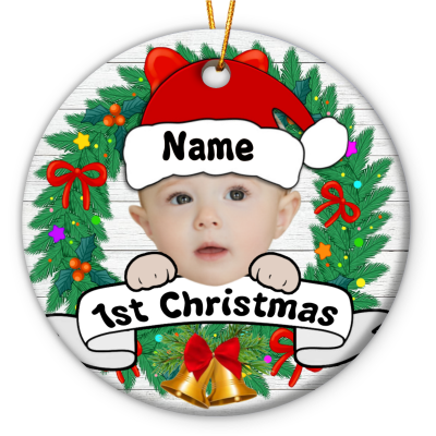 personalized first christmas baby face ceramic ornament baby shower christmas gift newborn 1st christmas ornament