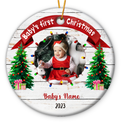 personalized baby's first christmas photo ceramic ornament gift for new dad and mom new baby ornaments 1st christmas