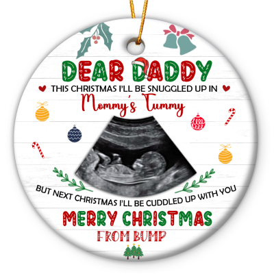 dear daddy ultrasound baby personalized ceramic ornaments christmas gift for expecting dad dad to be christmas ornament