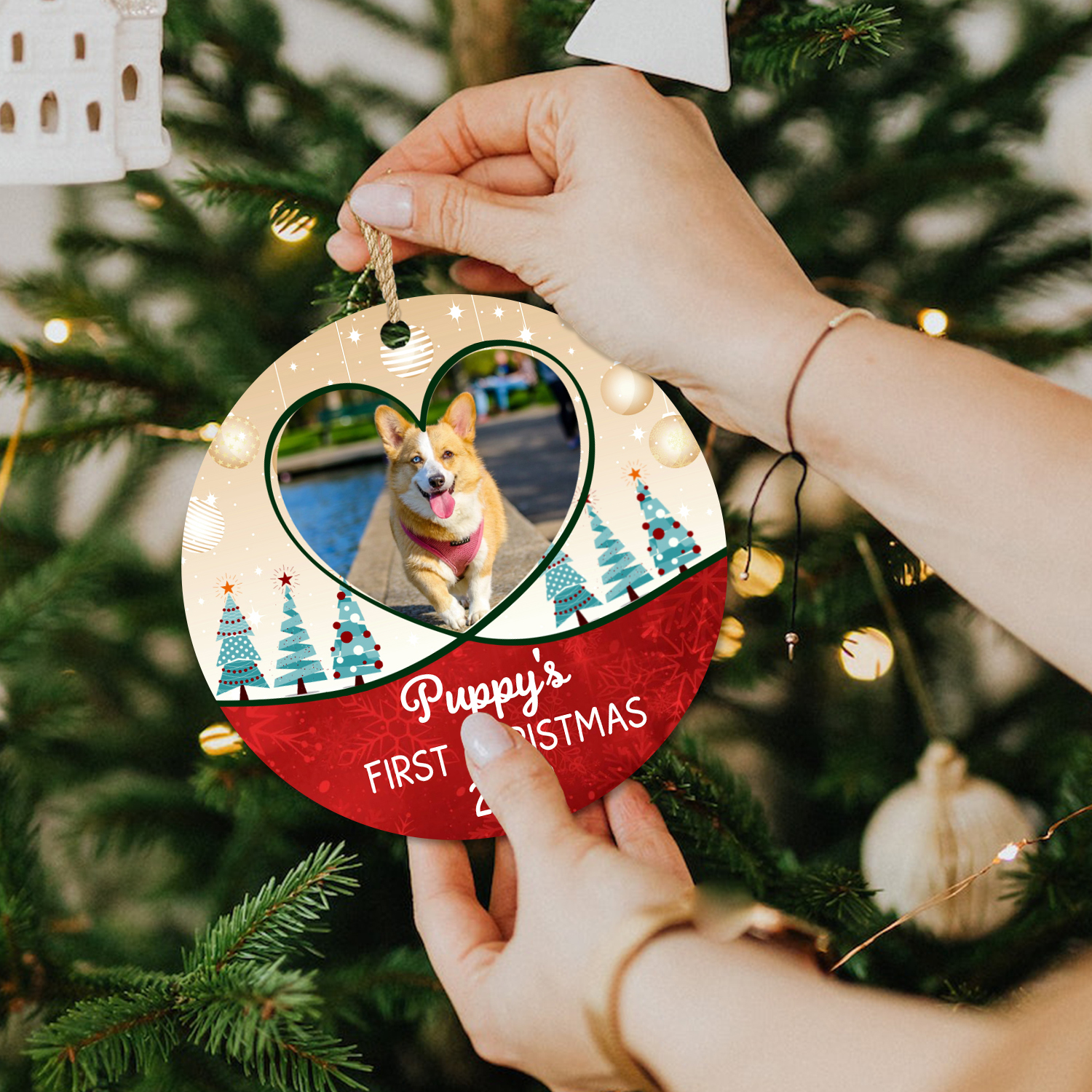 personalized dogs first christmas photo ceramic ornament christmas gifts for new dog owners new dog ornament puppy ornament