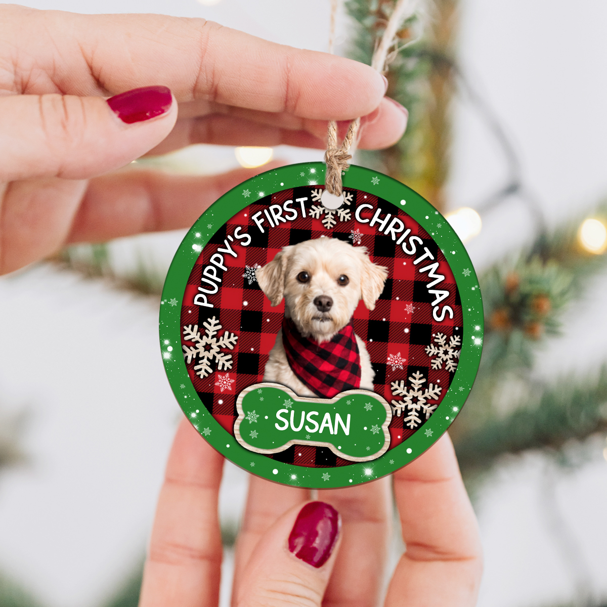 Personalized Puppy's First Christmas Ceramic Ornament, Xmas Gifts