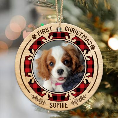 dog's 1st christmas photo ceramic ornament personalized new puppy 1st xmas gift first christmas puppy ornament