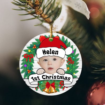 personalized first christmas baby face ceramic ornament baby shower christmas gift newborn 1st christmas ornament