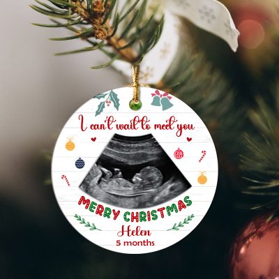personalized bump's first christmas sonogram photo ceramic ornament christmas gift for future parents from bump i can't wait to meet you ornament