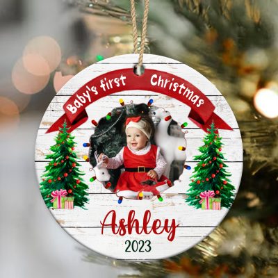 personalized baby's first christmas photo ceramic ornament gift for new dad and mom new baby ornaments 1st christmas