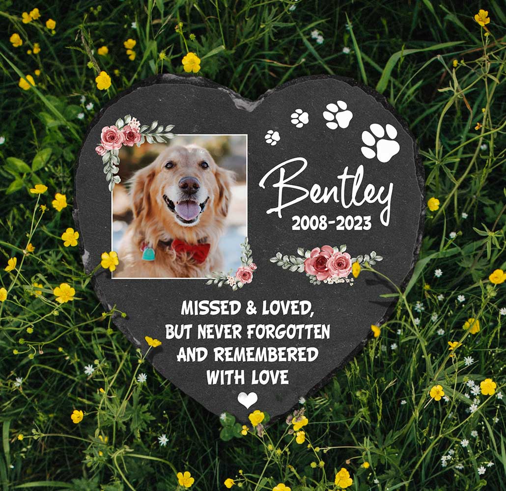 Personalized Dog Remembrance Stone, Missed and Loved But Never Forgotten Dog Photo Slate, Pet Loss Gifts 1 Personalized Dog Remembrance Stone, Missed and Loved But Never Forgotten Dog Photo Slate, Pet Loss Gifts