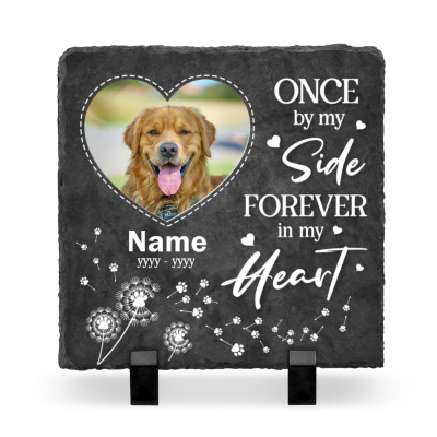 Once By My Side Forever in My Heart Dog Memorial Garden Stones, Pet Sympathy Gift, Pet Loss Photo Slate