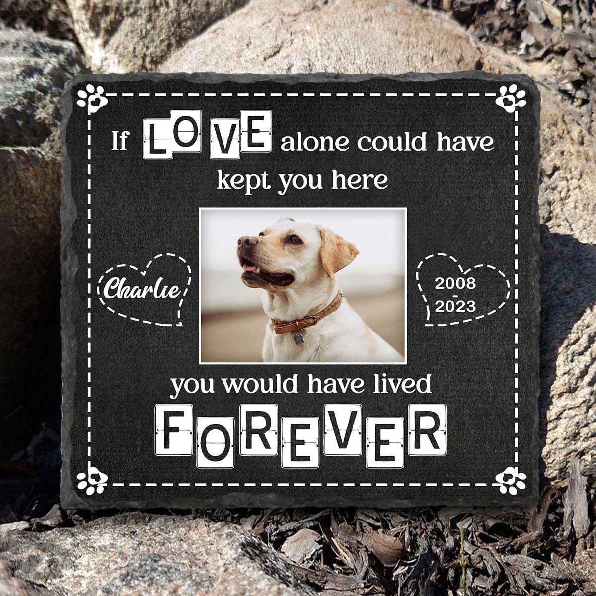 Custom Pet Memorial Gifts, Personalized Pet Memorial Stone With Photo, Dog Memorial Gift, Pet Grave Stone, Pet Loss Gifts 1 If Love Could Have Saved You Here You Would Have Lived Forever Memorial Stone For A Dog