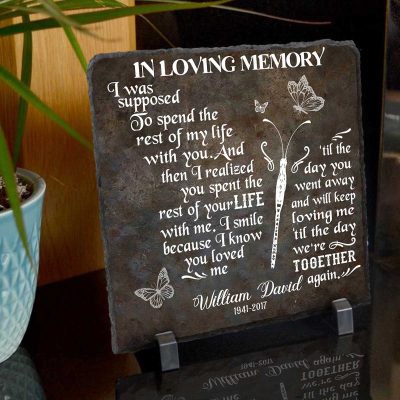 In Loving Memory Personalized Memorial Slate, Memorial Stones For Dad, Loss Of Father Gifts