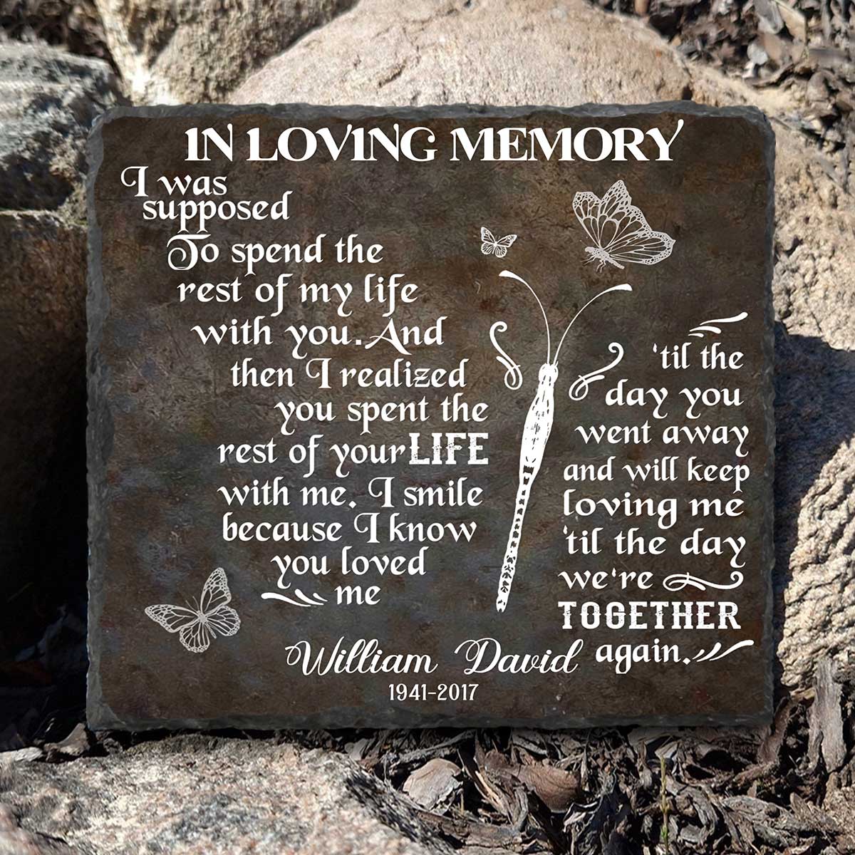 In Loving Memory Personalized Memorial Slate, Memorial Stones For Dad, Loss Of Father Gifts