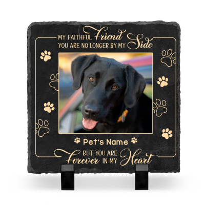 No Longer By My Side But Forever By My Heart Personalized Dog Headstone, Pet Memorial Garden Stone, Dog Sympathy Gifts