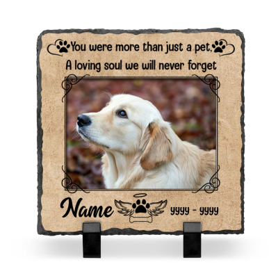 You Were More Than Just a Pet Custom Photo Slate, Engraved Pet Memorial Stone, Dog Loss Gifts