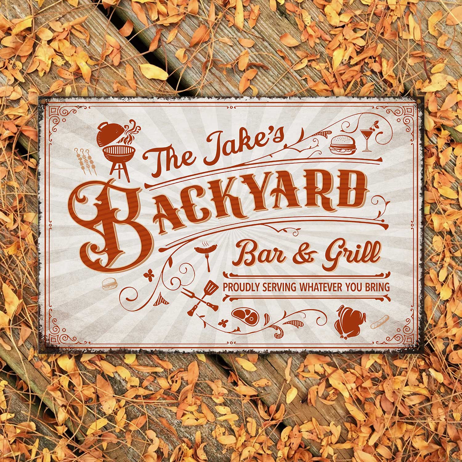 Welcome To Our Backyard Bar And Grill Custom Metal Sign, Kitchen Bar Fall Decoration Outdoor 1 Welcome To Our Backyard Bar And Grill Custom Metal Sign, Kitchen Bar Fall Decoration Outdoor