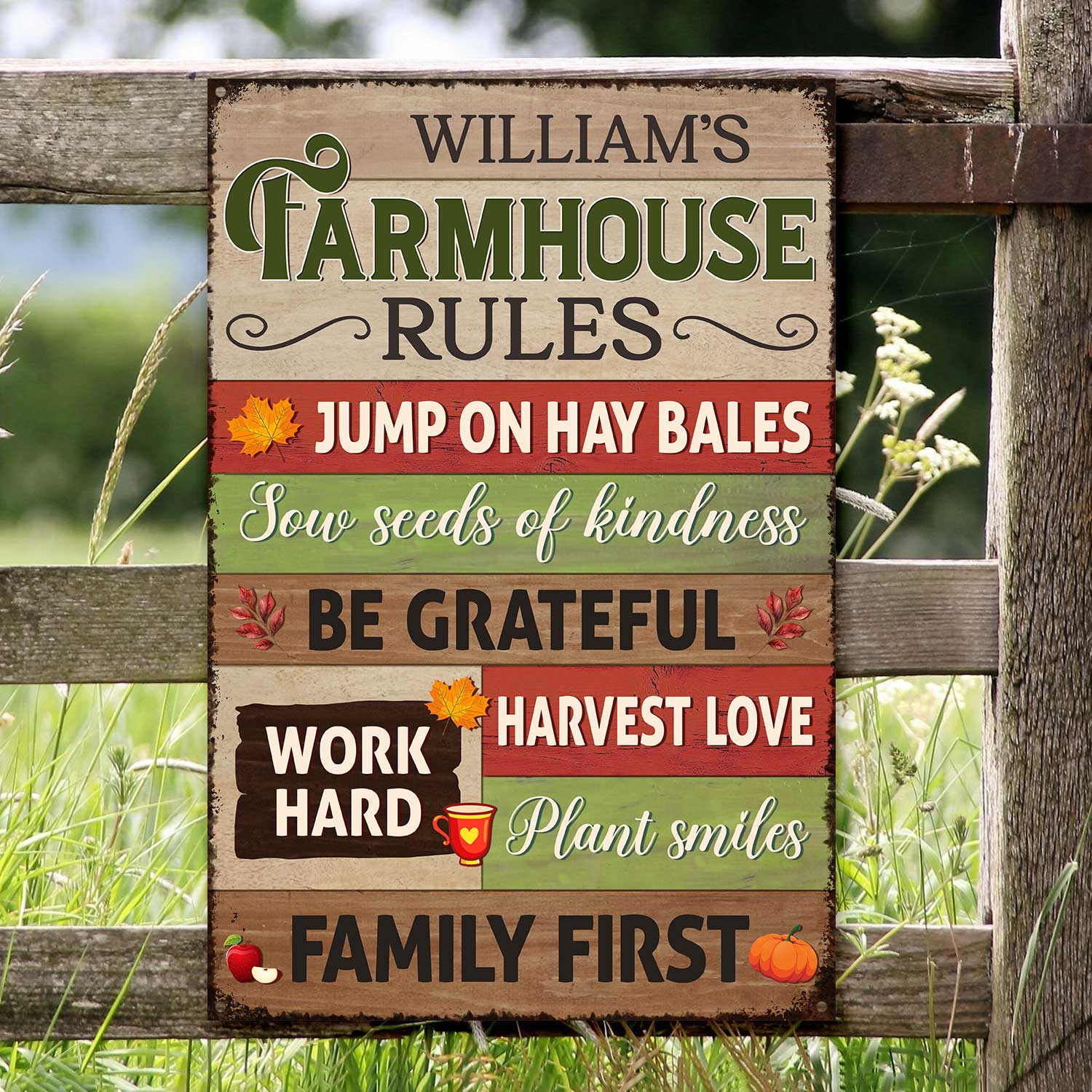 Farmhouse Rules Metal Sign Personalized, Farmer Gift, Farmhouse Decoration Outdoor 1 Farmhouse Rules Metal Sign Personalized, Farmer Gift, Farmhouse Decoration Outdoor