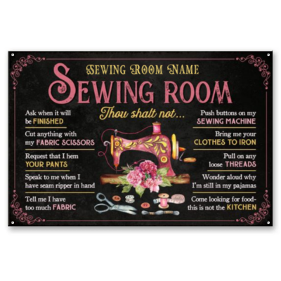Custom Sewing Room Name Metal Sign, Gift for Sewing Lovers, Sewing Room Decoration
