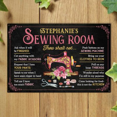 Custom Sewing Room Name Metal Sign, Gift for Sewing Lovers, Sewing Room Decoration