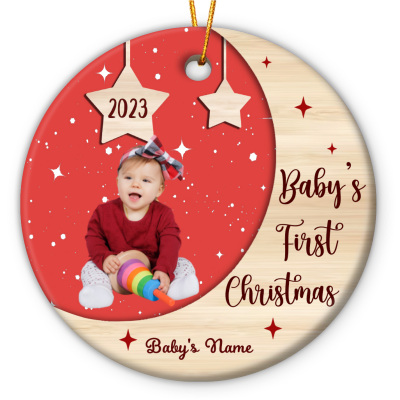 personalized baby's first christmas portrait ornament
