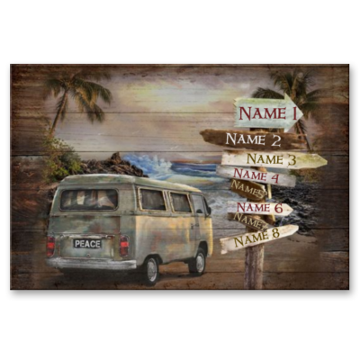 Personalized Camping Family Metal Sign, Camper van Sign With Custom Names, Gift For Camping Lovers