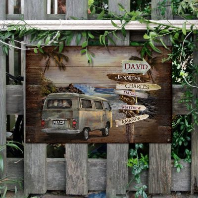 Personalized Camping Family Metal Sign, Camper van Sign With Custom Names, Gift For Camping Lovers
