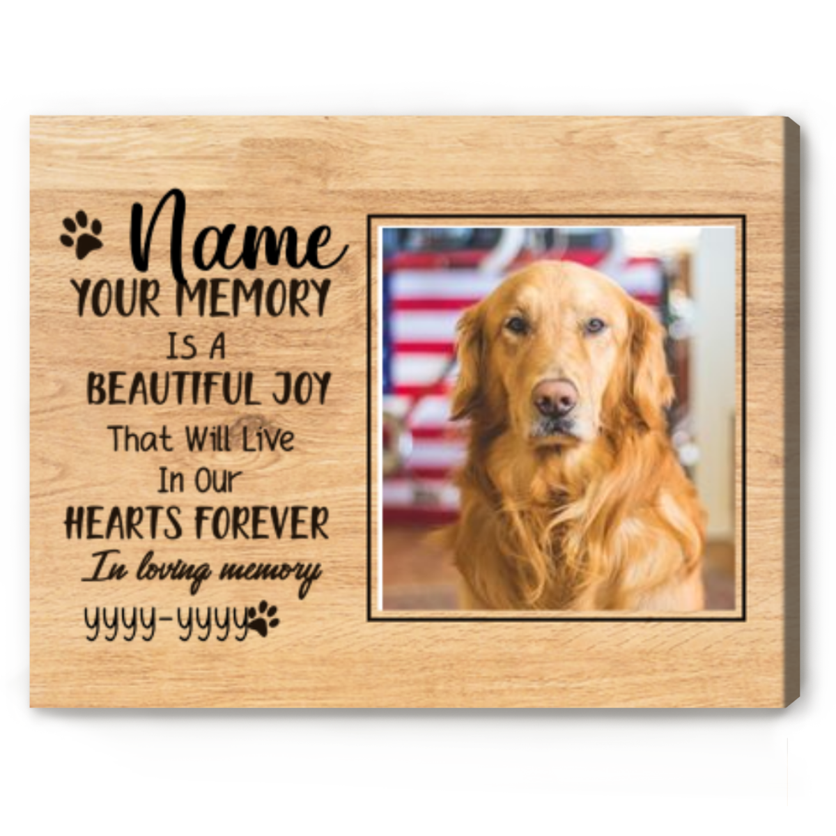 Your Memory Is A Beautiful Joy Pet Loss Canvas, Personalized Memorial Pet Photo Canvas, Sympathy Gifts For Dogs