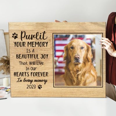 Your Memory Is A Beautiful Joy Pet Loss Canvas, Personalized Memorial Pet Photo Canvas, Sympathy Gifts For Dogs