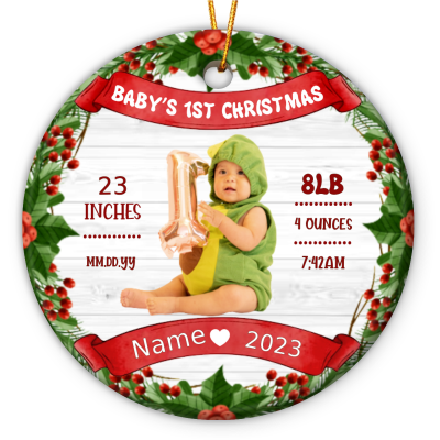 personalized baby's 1st christmas portrait ornament new baby gift for christmas first christmas ornament for new baby
