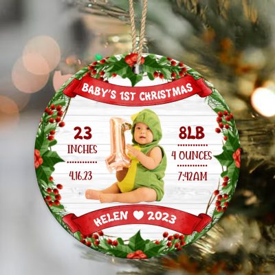 personalized baby's 1st christmas portrait ornament new baby gift for christmas first christmas ornament for new baby