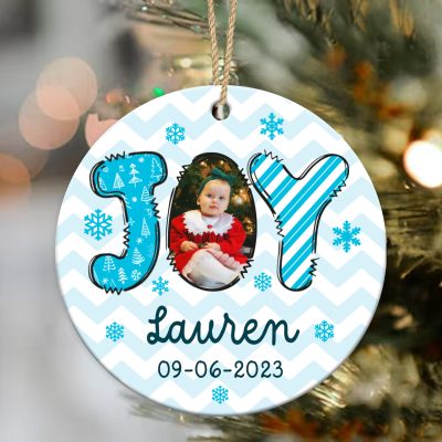 personalized joy new baby christmas photo ornament babys first christmas decoration holiday baby ornament