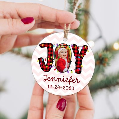 personalized newborn baby christmas photo ornament