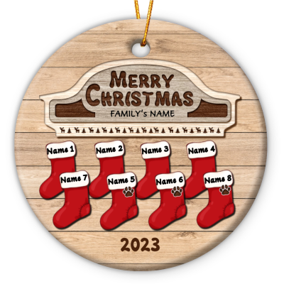 custom family christmas stocking ornaments 2023 with family member names