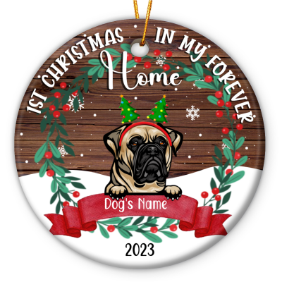personalized 1st christmas in my forever home ornament for dog