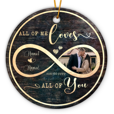 personalized all of me loves all of you couple ceramic ornament