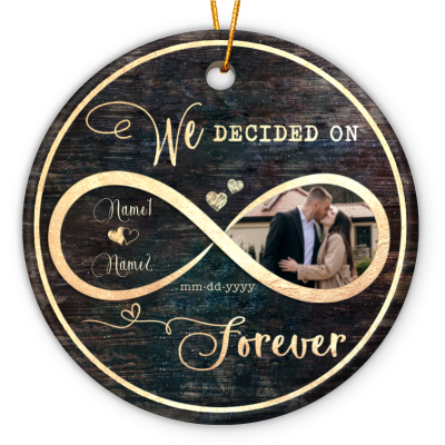 personalized we decided on forever couple photo ceramic ornaments
