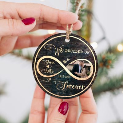 personalized we decided on forever couple photo ceramic ornaments