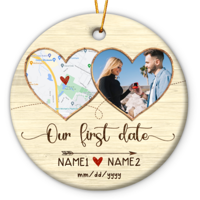 personalized our first date couple map ceramic ornament couples first christmas ornament