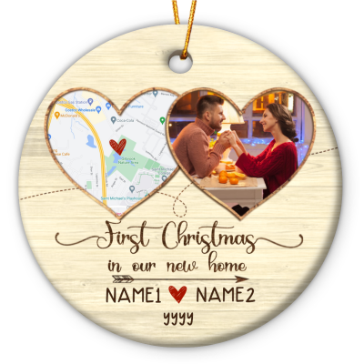 personalized first christmas in new home map circle ornament new home christmas ornament 2023