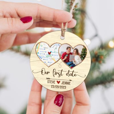 personalized our first date couple map ceramic ornament couples first christmas ornament