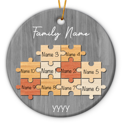 personalized family name puzzle piece ornament 2023 family christmas ceramic ornament