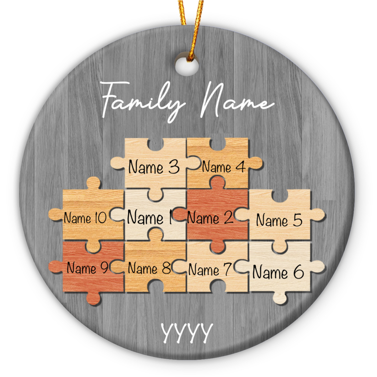 personalized family name puzzle piece ornament 2023 family christmas ceramic ornament