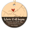 personalized couples christmas map ceramic ornament where it all began ornament couples ornament gift