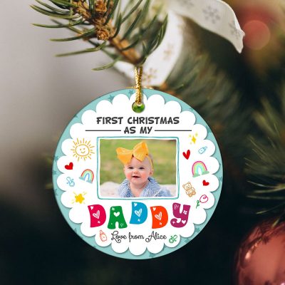 daddy's first christmas photo ornament personalized first christmas as my daddy ceramic ornament