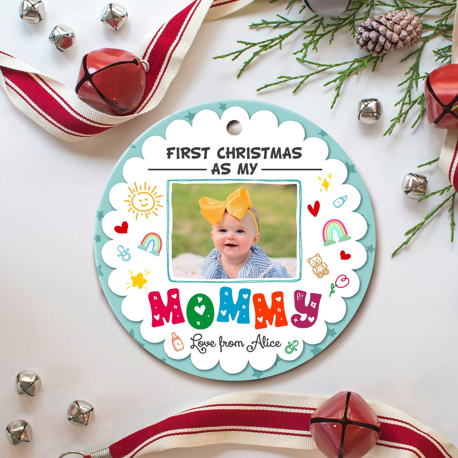 mommy's first christmas photo ornament personalized first christmas as my mommy ceramic ornament