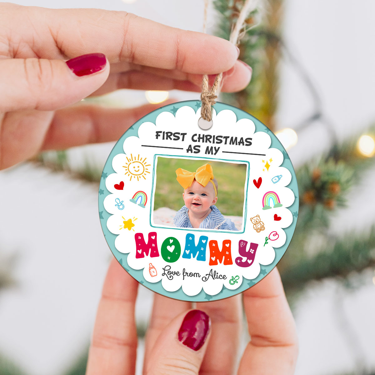 First Christmas As My Mommy Personalized Photo Ceramic Ornament 1 mommy's first christmas photo ornament personalized first christmas as my mommy ceramic ornament