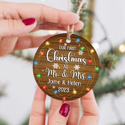 first xmas married ceramic ornament personalized mr and mrs christmas ornament