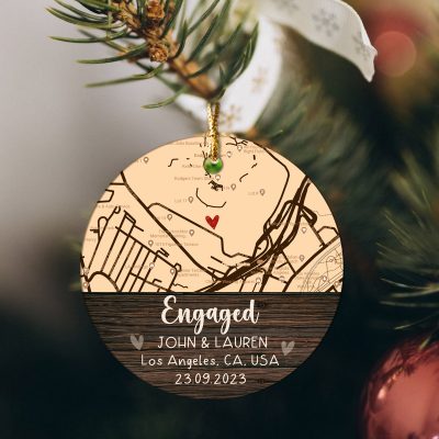 engagement xmas map ornaments personalized engaged ornament gift for couple engagement christmas ornament 2023