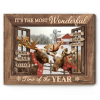 Personalized Family Member Christmas Canvas Print, It's Wonderful Time Of The Year Farmhouse Christmas Sign