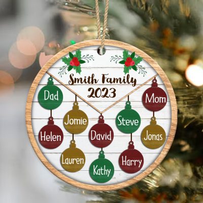 personalized christmas bauble family name ornament family xmas ceramic ornaments 2023