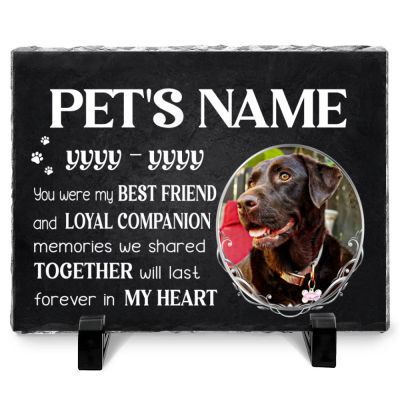 Outdoor Dog Memorial Stone, Personalized Pet Loss Photo Slate, Dog Symapthy Gifts