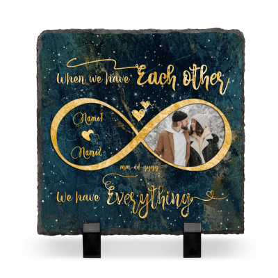 Personalized Couple Infinite Photo Rock Slate, Wedding Anniversary Stone, Best Anniversary Gifts For Her
